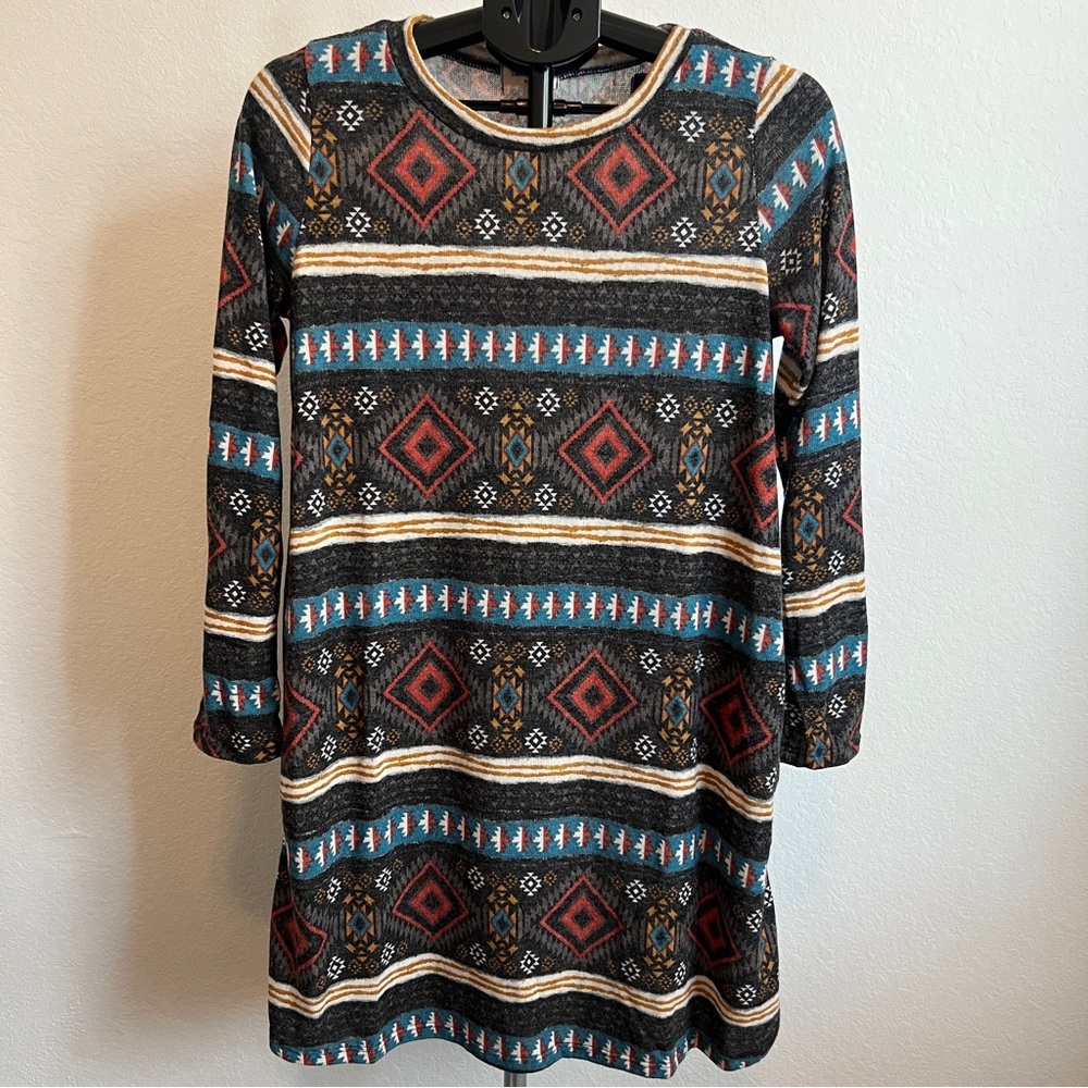 Sweet Lovely by Jen | Patterned Long Sleeve Dress w/ Pockets | Size Medium